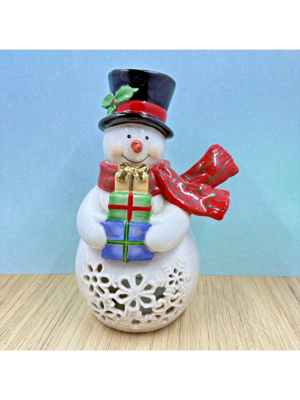 Retired Department 56 Snowman Tea Light Candle Holder 7"
